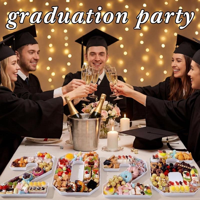 8 Pcs 2026 Fillable Numbers Charcuterie Tray – 13.7 Inch Plastic Number Serving Boards, Graduation Decor Centerpieces for Kindergarten, Preschool, High School & College Graduation Party**