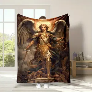 Angel Warrior Digital Print Flannel Throw Blanket - 100% Polyester, , All-Season, Soft, Durable, No Pilling, No Shedding, 280GSM, Cozy Warm Blanket for Home & Gift