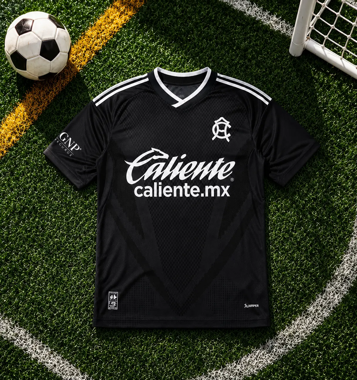 Club Necaxa Black Soccer Jersey 26-27, Quick-Dry Short Sleeve Football Shirt, Breathable Liga MX Fan Apparel
