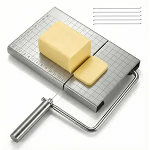 Wire Cheese Slicer with Measuring Board and Adjustable Tension Control, for Consistent Results with Different Cheese Types, Includes 5 Extra Stainless Wires