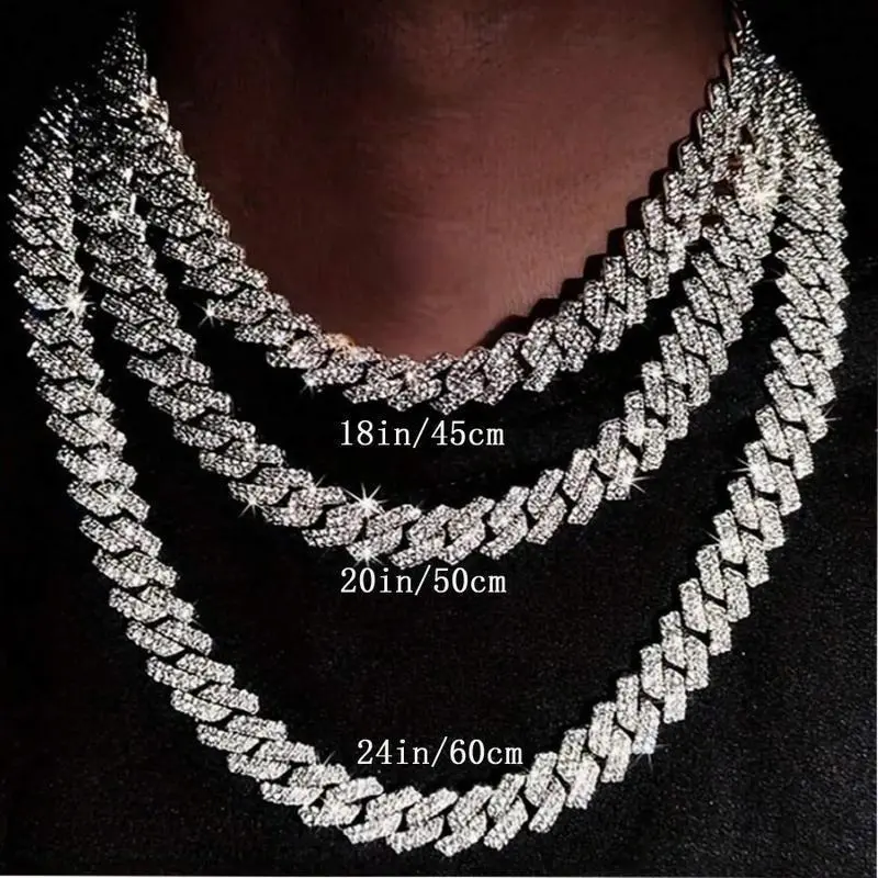 fashion Moissanite 13MM Prong Cuban Link Chain Sterling Pass Test Lab  Necklace Valentine's Day Gift For Himfashion accessoriesFashion