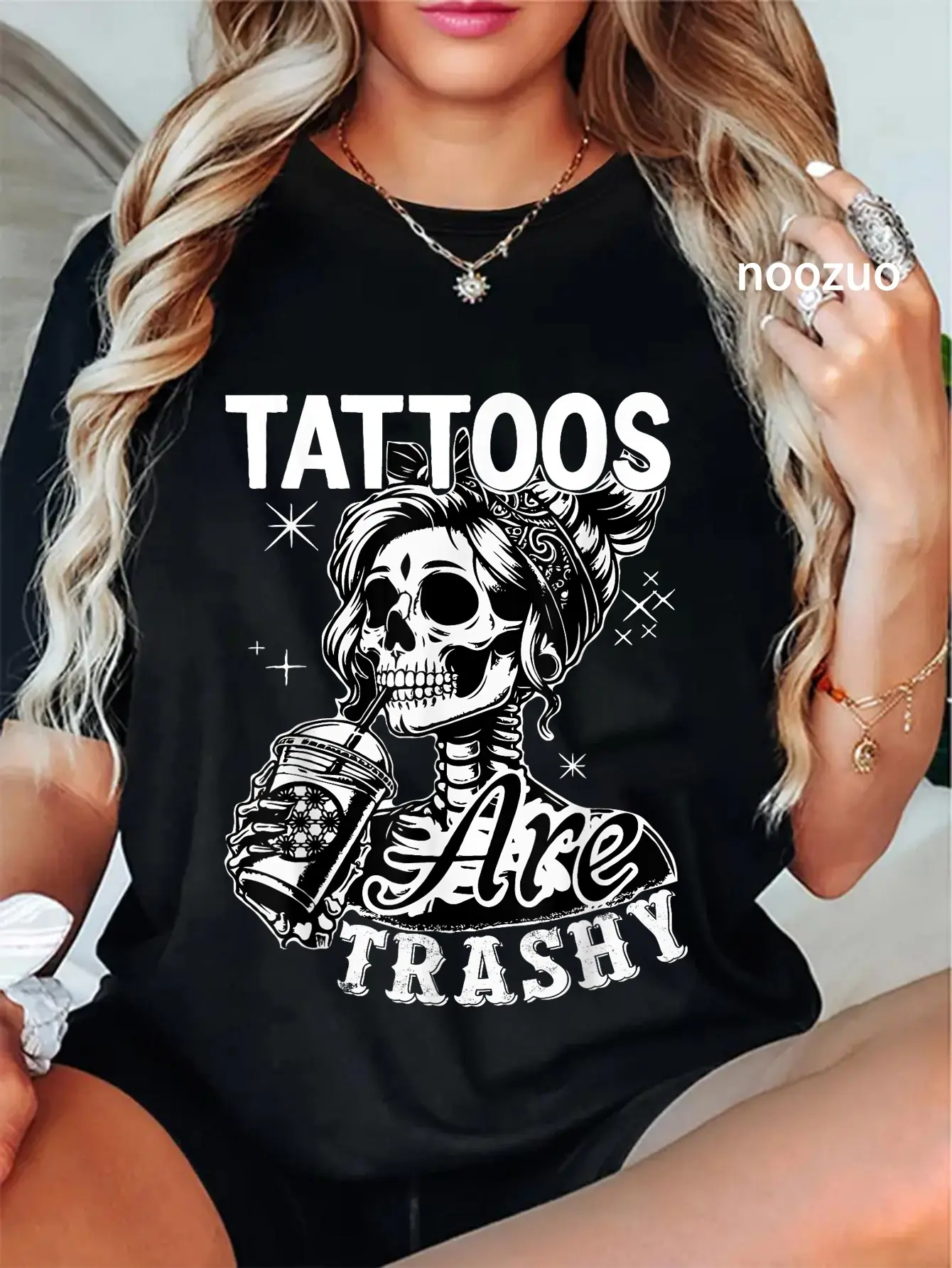 100% Cotton Unisex Funny Ink Tattoo Quote Tattoos Are Trashy Men Women Cool T-Shirt Casual Top
