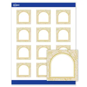 Avery Printable Square Business Cards, 2" x 2", Matte White, Pre-printed Arched Metallic Gold Florals Design, Sure Feed Technology, Laser & Inkjet Compatible, 240 Total