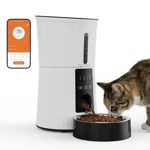 4L Automatic Cat Feeder with APP Control, 2.4G WiFi Timed Food Dispenser, 10s Voice Recorder, Dual Power Supply, Stainless Steel Bowl, Programmable Indoor Feeder