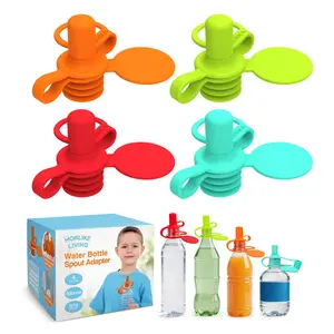 Living Water Bottle Spout Adapter, Silicone Baby Water Bottle Adapter for Toddlers, Protects Kids Mouth - No Spill & BPA Free (Mix - 4 Pack)