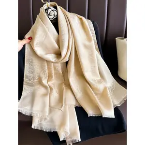 Women's Fashion New Jacquard Scarf, Soft Comfortable Headscarf, Stylish Long Shawl for Ladies, muslim hijab Perfect Accessory for All Seasons Floral Print Shawl printed scarf Gift