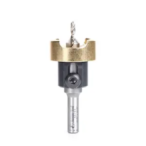 Amana Tool 55193 Carbide Tipped Countersink with No Burning and No Marring Adjustable Depth Stop with No-Thrust BB, 3/8 D x 1/8 Drill D x 5/16 Inch Round SHK