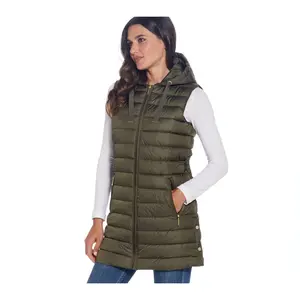 Weatherproof Hooded Channel Quilted Longline Vest