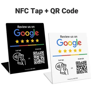 Google Review Stand, NFC Tap & Dynamic QR Code, Easy Setup with Review Link Management, No APP Required, Review Us On Google , Review Sign, Business Card