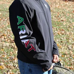 Ariat New Team Soft-sell Mexico JKT Black 10031424 Men's Performance Jacket with Ariat Logo on Sleeve