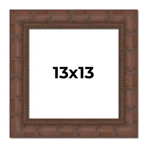 13x13 Brown Wide Bamboo Picture Frame - UV Acrylic, Foam Board Backing, Hanging Hardware