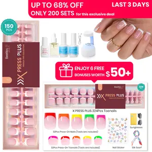【LIVE ONLY】Beetles X Press Plus French Tip Kit, French Tips Press-On Nails with Nail Glue, Builder Top Coat, Remover, Cuticle Oil & Tools, DIY Manicure Gift for Women