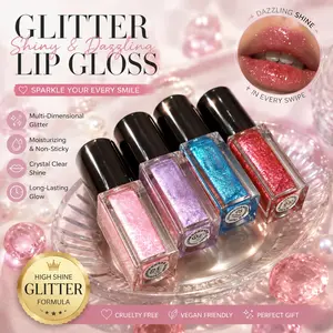 This 6‑piece pearlescent moisturizing lip gloss set creates glossy shiny glass lips with fine shimmer. Hydrating, non‑drying, pigmented and long‑lasting non‑transfer formula. Multiple shades for daily, date and party makeup.