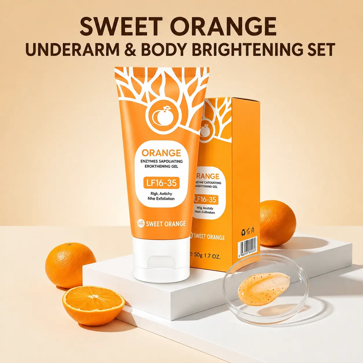 Orange Exfoliating Gel, Gentle Facial and Body Scrub for Deep Cleansing and Pore Control, Cosmetic Cleanser for All Skin Types for Adults, Exfoliating Solution Gel, Oily Skin, Radiant Skin Scented