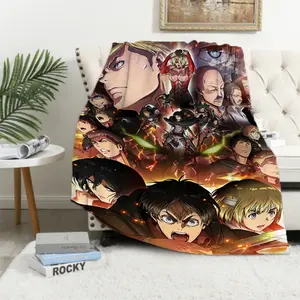 Attack on Titan Eren Anime Cartoon Soft Blankets,Throw Blanket Comfortable Blanket for Picnic Beds Sofa Home Kids Gifts