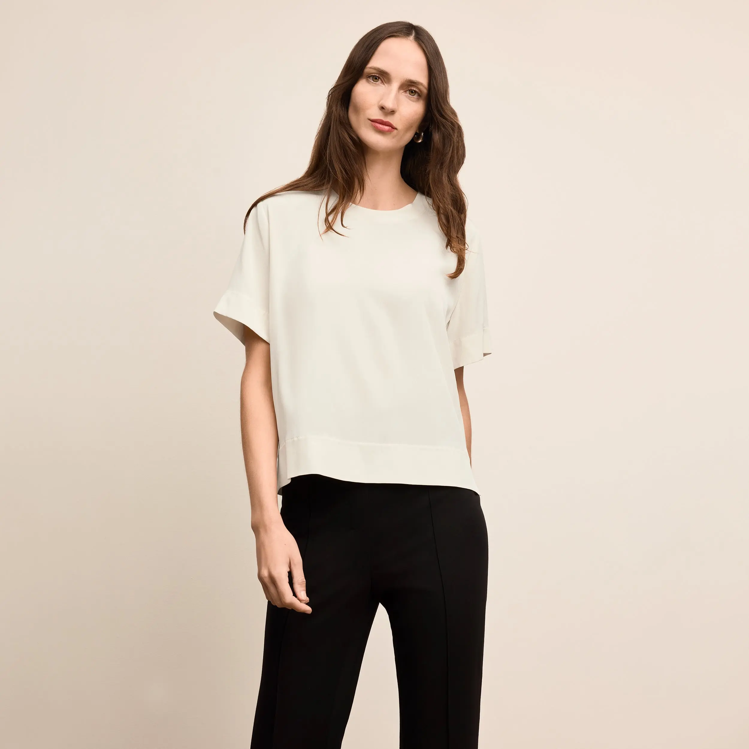 Annika Fancy Tee - Washable Silk :: Ivory