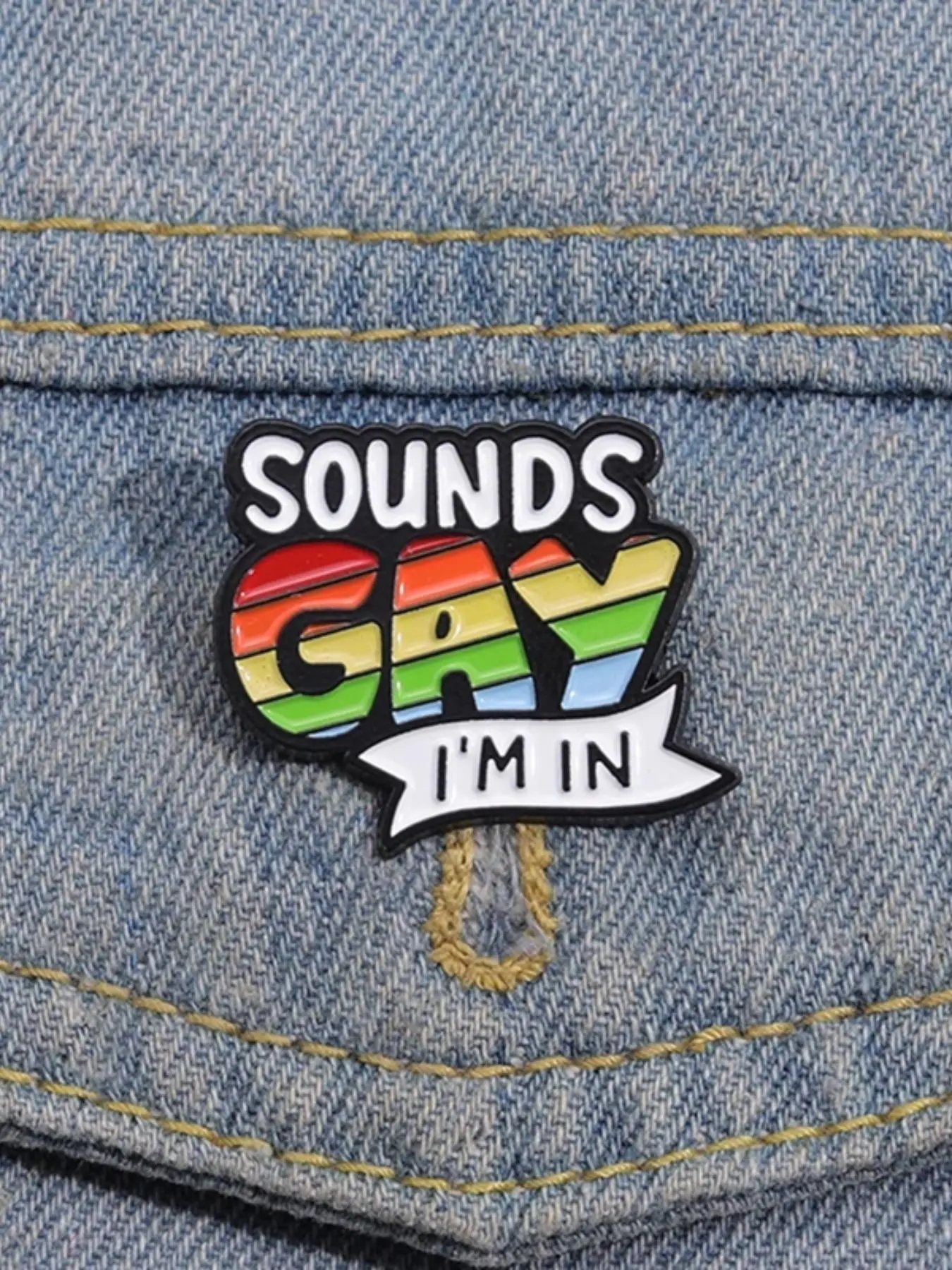 LGBT Rainbow Pride Pin, Durable Metal Pins, Alloy Brooch Pin, Cute Sounds Gay I'm in Brooch, Fashion Accessories for Women & Men, Trendy All-match & Exquisite Brooch for Birthday Gift