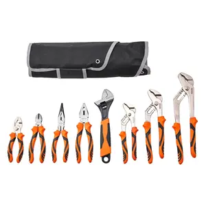 Father's Day Gift VEVOR 8-Piece Pliers Set, High Carbon Steel - 12", "10", "8" Groove & Linesman's Pliers & Adjustable Wrench & Tool Bag