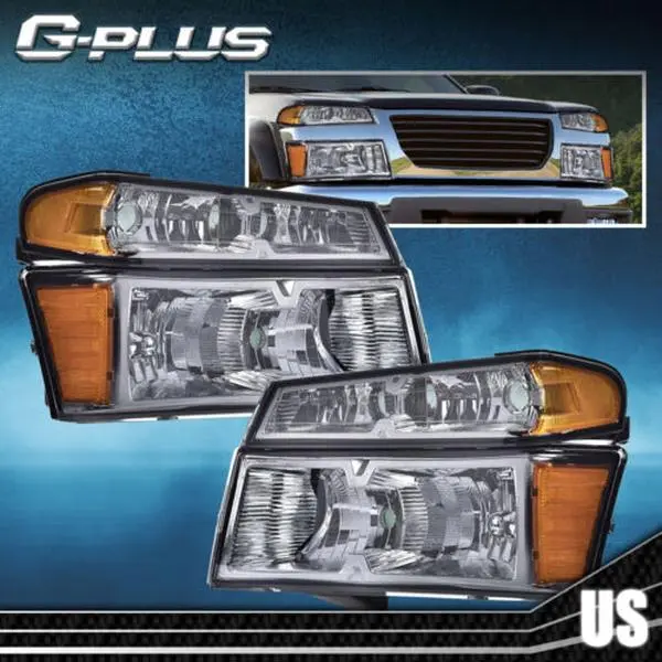 G-PLUS Smoke Lens Headlights & Bumper Lamps for 2004-2012 Chevy Colorado, GMC Canyon – Car Exterior Upgrade