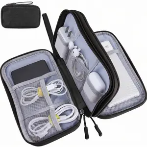 Portable Multi-layer Cable Headphones Storage Bag, Waterproof Cable Zipper Storage Case, Travel Cable and Earphones Charger Storage Bag for Camping Summer Vacation, Summer Gift Organiser pouch organizer