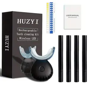 New Teeth Set, Rechargeable Wireless Tooth Cleaner with Blue Light Accelerator, 4 Gel Pens, Natural Whitening, Father's Day Gift