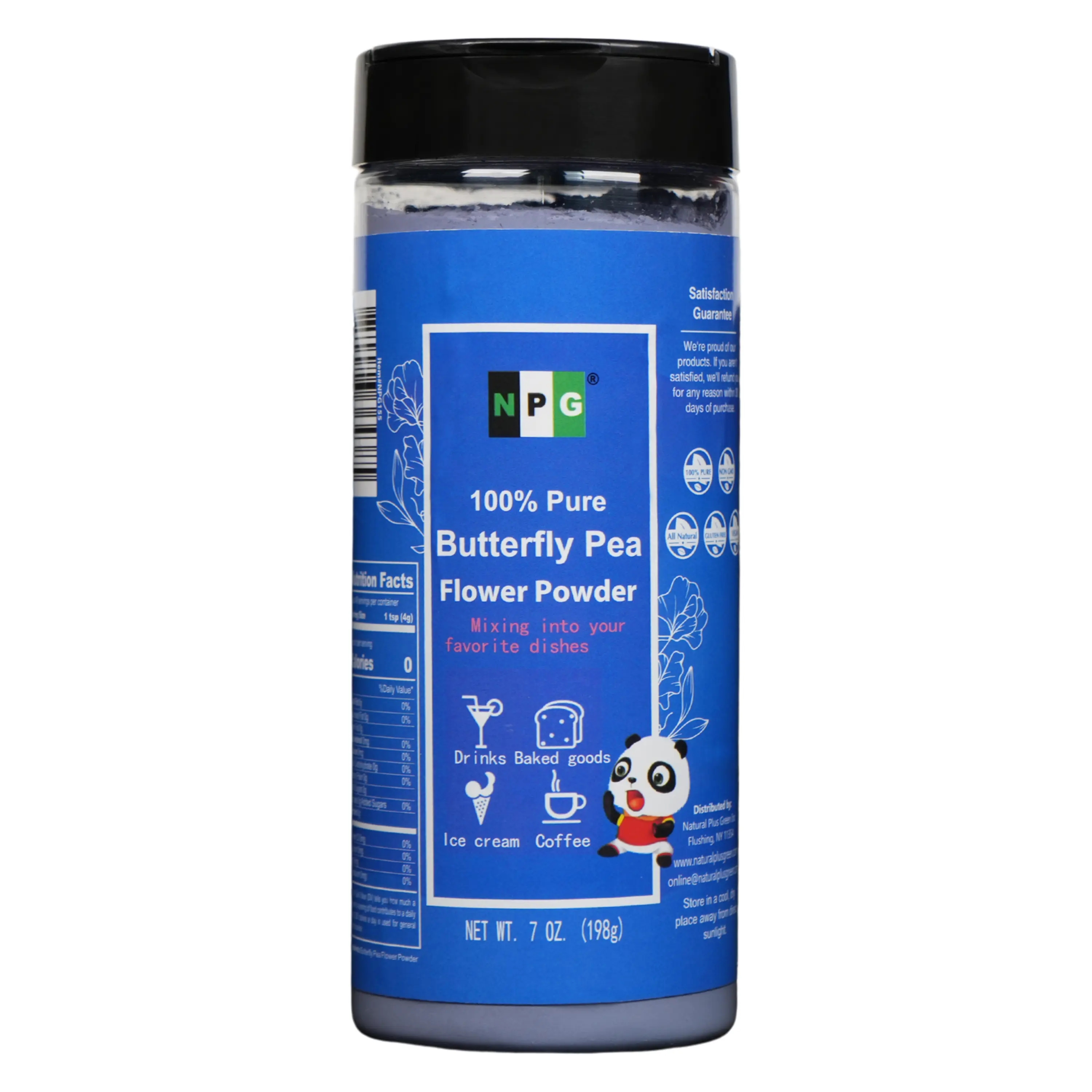 NPG 100% Pure Blue Butterfly Pea Flower Powder 7oz, All Natural Blue Food Coloring Powder Rich in Antioxidants, natural tea, herbal  tea