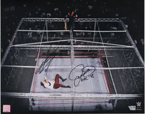 Mick Foley and The Undertaker WWE Autographed 16" x 20" Hell In A Cell Photograph with "HIAC '98" Inscription - Fanatics Authentic Certified