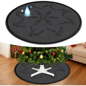 Waterproof Silicone Christmas Tree Stand Mat Heavy Duty Xmas Floor Protective Pad with Reinforced Lip Catches Needles Spills Sap Under Tree