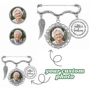 Personalized Memorial Graduation Tassel Photo Charm with Wing DIY Pin Brooch Memory Tassel Picture Grad Cap Decoration Personalized 2026 Grad Gift for Gown Ceremony Bouquet