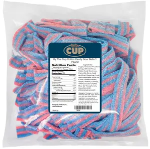 By The Cup Sour Power, Cotton Candy Sour Belts, 1 lb Bulk Bag