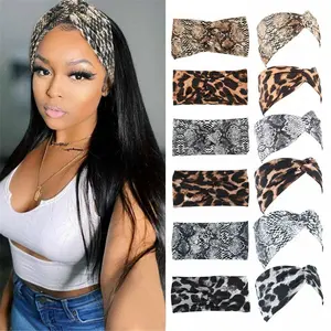 6pcs Women's Boho Leopard Twist Knotted Turban Headband Wide Hair Band Headwrap