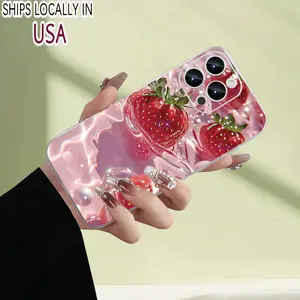 A Protective Phone Cover Featuring a Strawberry Pattern, Designed to Offer Comprehensive Safety with Its Thick, Shock-Absorbing TPU Material.Iphone Models 15, 14, 13, 12, 11, XS, XR, X, 7, 8, Mini, Plus, Pro, And Max.