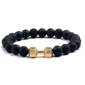 Lava Rock Dumbbell Bracelet