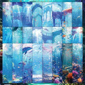 24pcs Underwater World Non Repetitive Series Simple Handheld Booklet Creative Paper Bookmarks Small Cards Book Decoration Cards Reading Label Cards