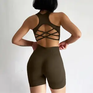 Yoga suit vest shorts two-piece fitness running quick drying bra sports suit women sexy clothes outfit workout 2-piece legging crossover unisex tracksuit tummy control Set Sculpted Impact long sleeve top fit slim comfy breathable basic princess seam pant