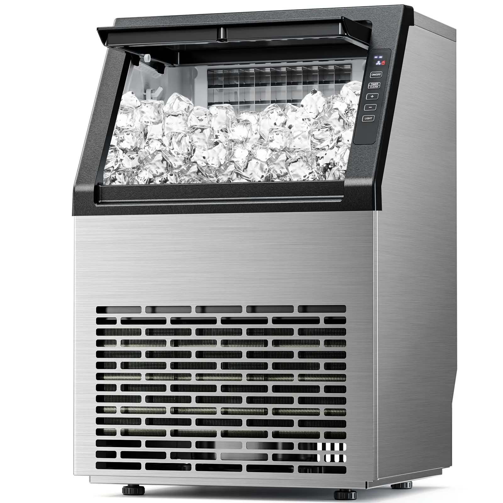 Antarctic Star Commercial Ice Maker Machine 79Lbs/24H, Self-Cleaning Freestanding Ice Machine for Home, Bar, Restaurant, Coffee Shop, Outdoor, Stainless Steel Silver