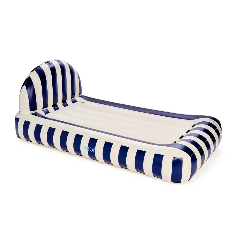 FUNBOY Navy Blue Stripe 15"H Kids' Sleepover Twin Air Mattress Bed with Electric Pump FUNBOY Navy Blue Stripe 15"H Kids' Sleepover Twin Air Mattress Bed with Electric Pump