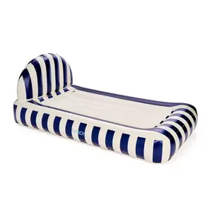 FUNBOY Navy Blue Stripe 15"H Kids' Sleepover Twin Air Mattress Bed with Electric Pump