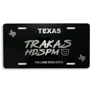 TRAKAS HDSPM Laser Engrave License Plate - Texas Lone Star State Design with Cat Icon