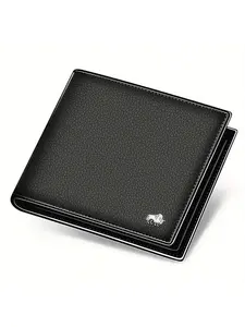 BISON DENIM Genuine Leather Men Wallet, Luxury RFID Bifold Wallet, Zipper Coin Purse, Business Card Holder, All Seasons