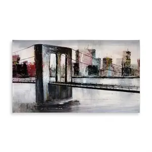 360 Stand Stainproof Large Gray Modern Outdoor Tablecloth - 58x102 in, Abstract Bridge Cityscape Design for Home & Outdoor Table Furniture Decor, Indoor-Outdoor Tablecloths