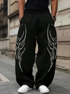Halloween Spider Print Drawstring Waist Sweatpants, Comfortable Casual Fitted Pants for Men & Women, Fall Winter Daily Wear