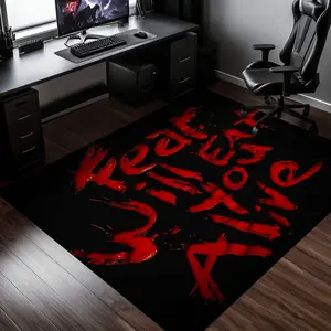 Dark Cool Style Rectangular Rug, Durable Anti-Slip, Perfect for Gaming Room/play Area Decor, Polyester Fiber, Spooky Personality Atmosphere
