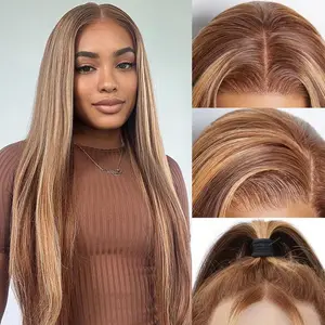 [NEW IN] Highlight Wear And Go Glueless Wigs Bleached Tiny Knots Pre Cut transparent Lace Straight Lace Front Human Hair Wigs Yawawe HAIR