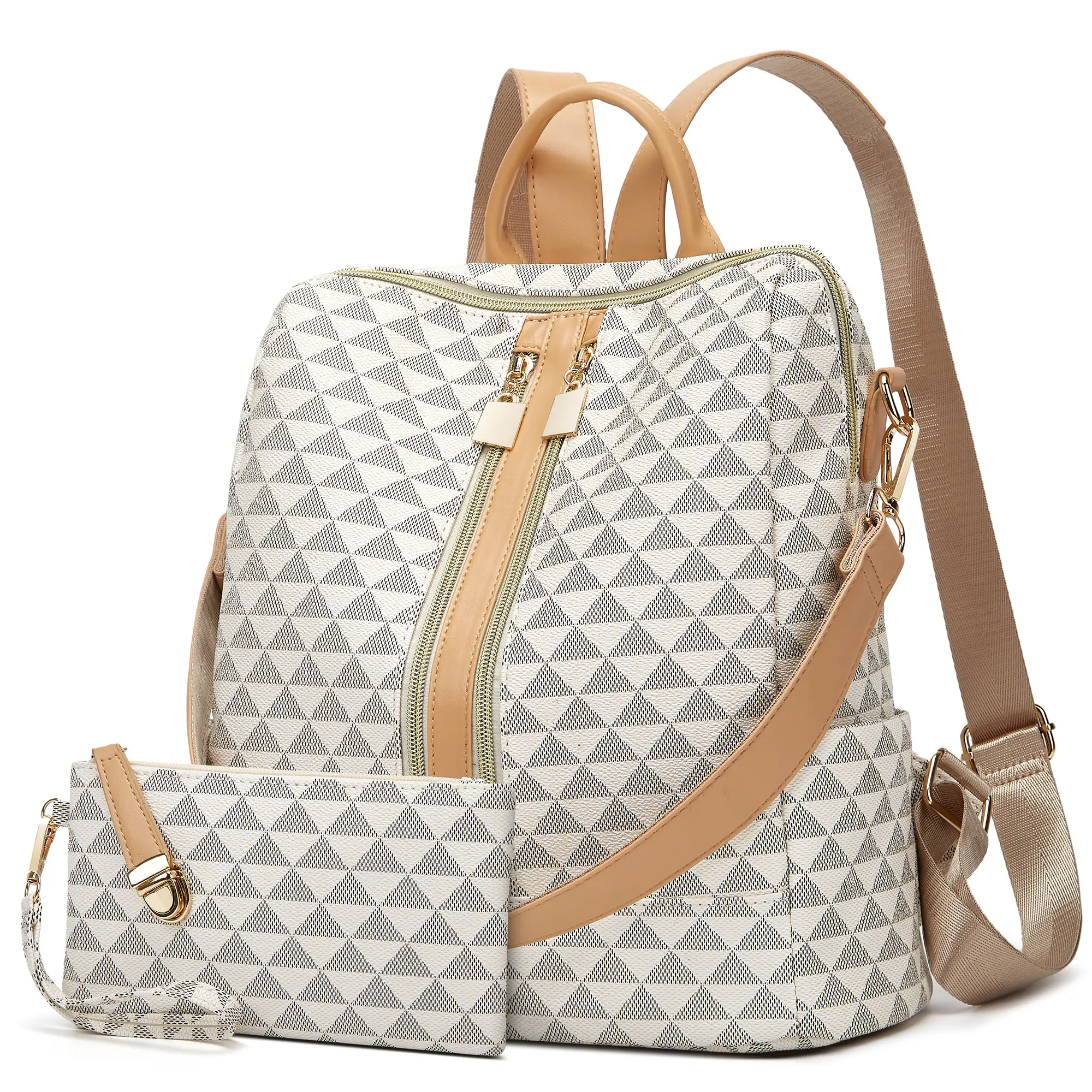 MAKES Women's Stylish Leather Commuter Shoulder Backpack - Chic, Classic, 1 Size, Multifunctional Lightweight EDC Gear with Zipper, Ample Space, Adjustable Shoulder Strap for Daily Use, Dry Clean Compatible