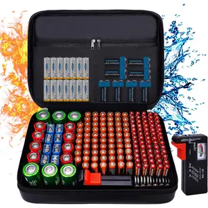 Fireproof  Organizer Storage Case  & Explosionproof, Safe Bag Fits 210+  Case - with Tester BT-168, Carrying Container Bag Energy   AAA C D 9V Lithium 3V Holder