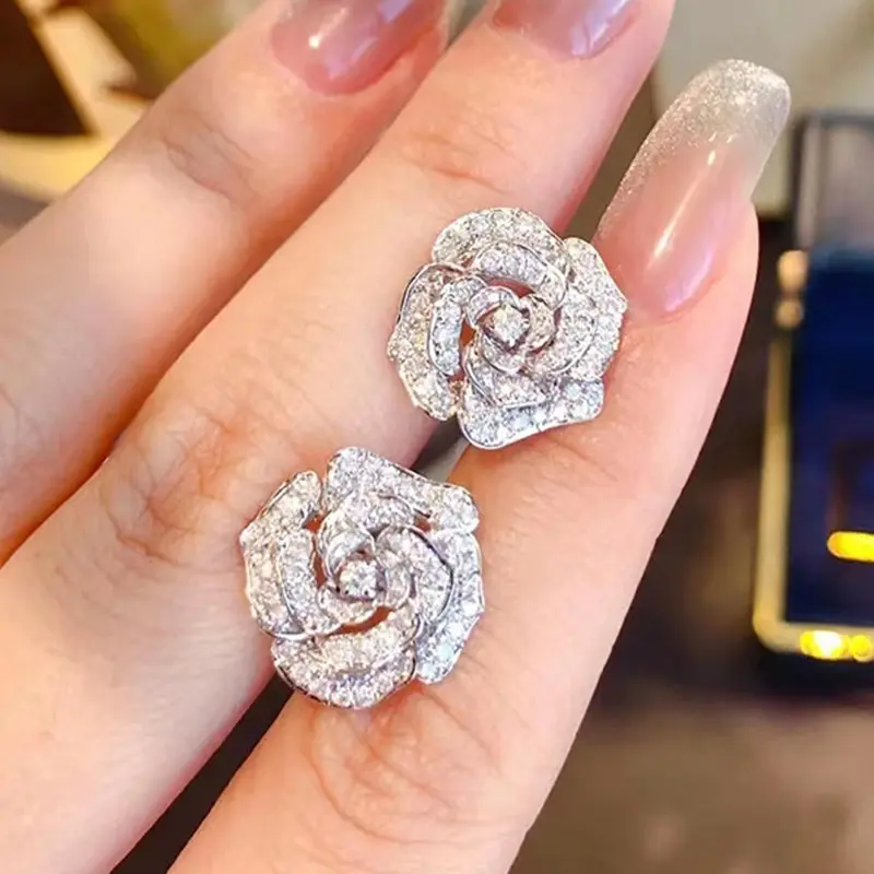 Elegant Rose Design Stud Earrings, High Quality Earrings, Fashionable Jewelry Accessories for Women for Party, Daily Clothing Decor, Trendy All-match & Exquisite Jewelry for Birthday Gift, Studs Earrings