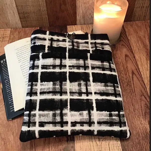 Large Black and White Glow In The Dark Book Sleeve With Pocket Cotton Cotton