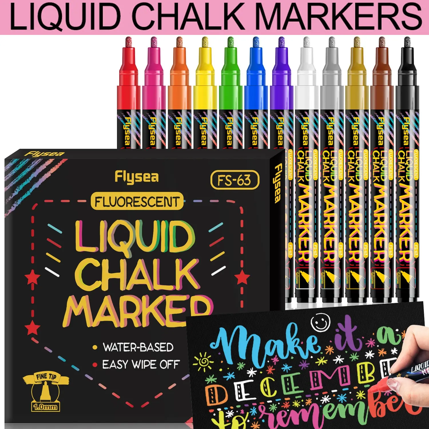 8/12pcs Set Liquid Chalk Marker Pens, Art Markers, Erasable Multi Colored Highlighters, LED Writing Board, Glass Window Art, 12 Colorsmarker Pens, Coloring Markers