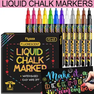 8/12pcs Set Liquid Chalk Marker Pens, Art Markers, Erasable Multi Colored Highlighters, LED Writing Board, Glass Window Art, 12 Colorsmarker Pens